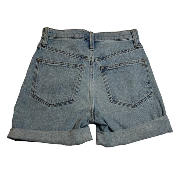 Madewell High Rise Mid Length Denim Shorts Woodvale Wash Size 23 Raw Hem - Picture 4 of 12